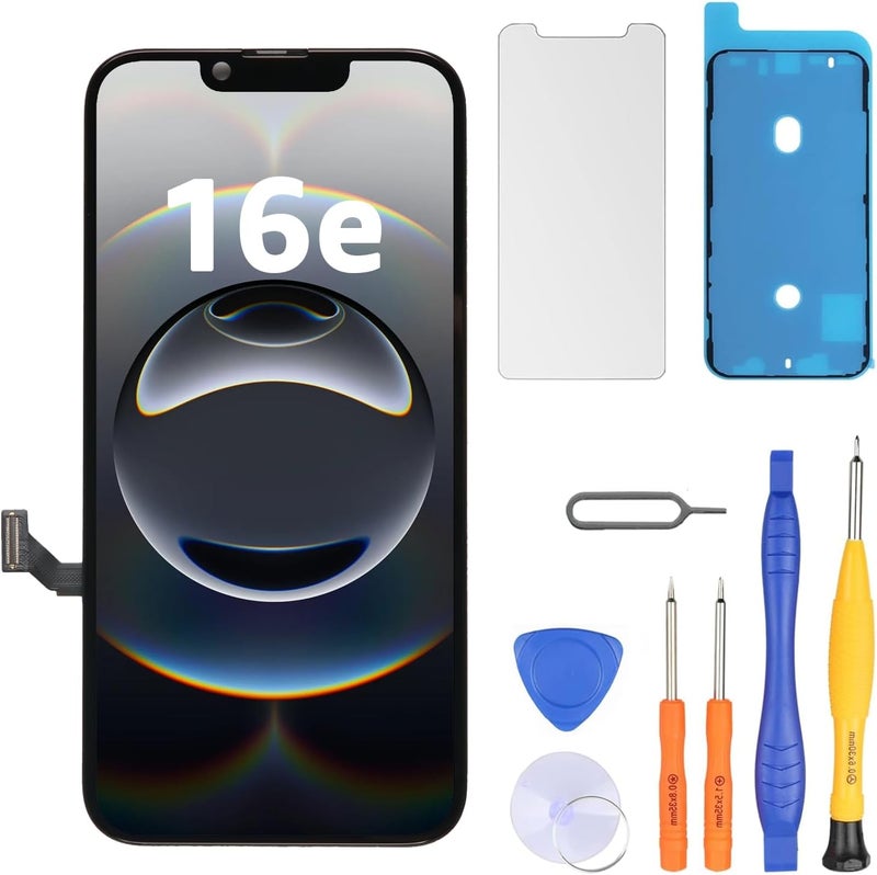 LL TRADER Screen Replacement for iPhone 16e 6.1" LCD Retina FHD Display COF Touch Screen Digitizer with Repair Tool Kits, Waterproof Tape, Screen Protector - Image 1